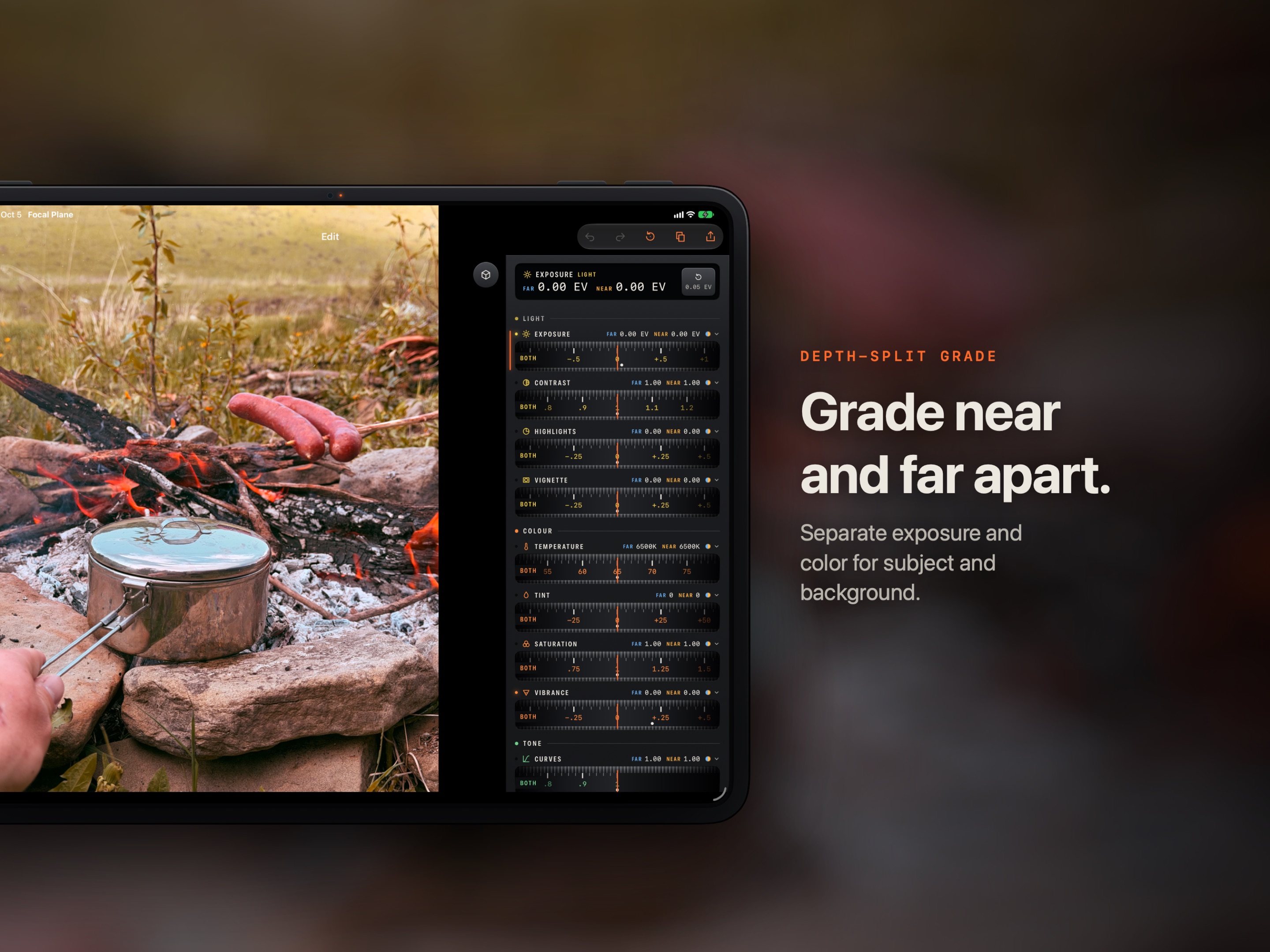 Separate color grades for the subject and the background