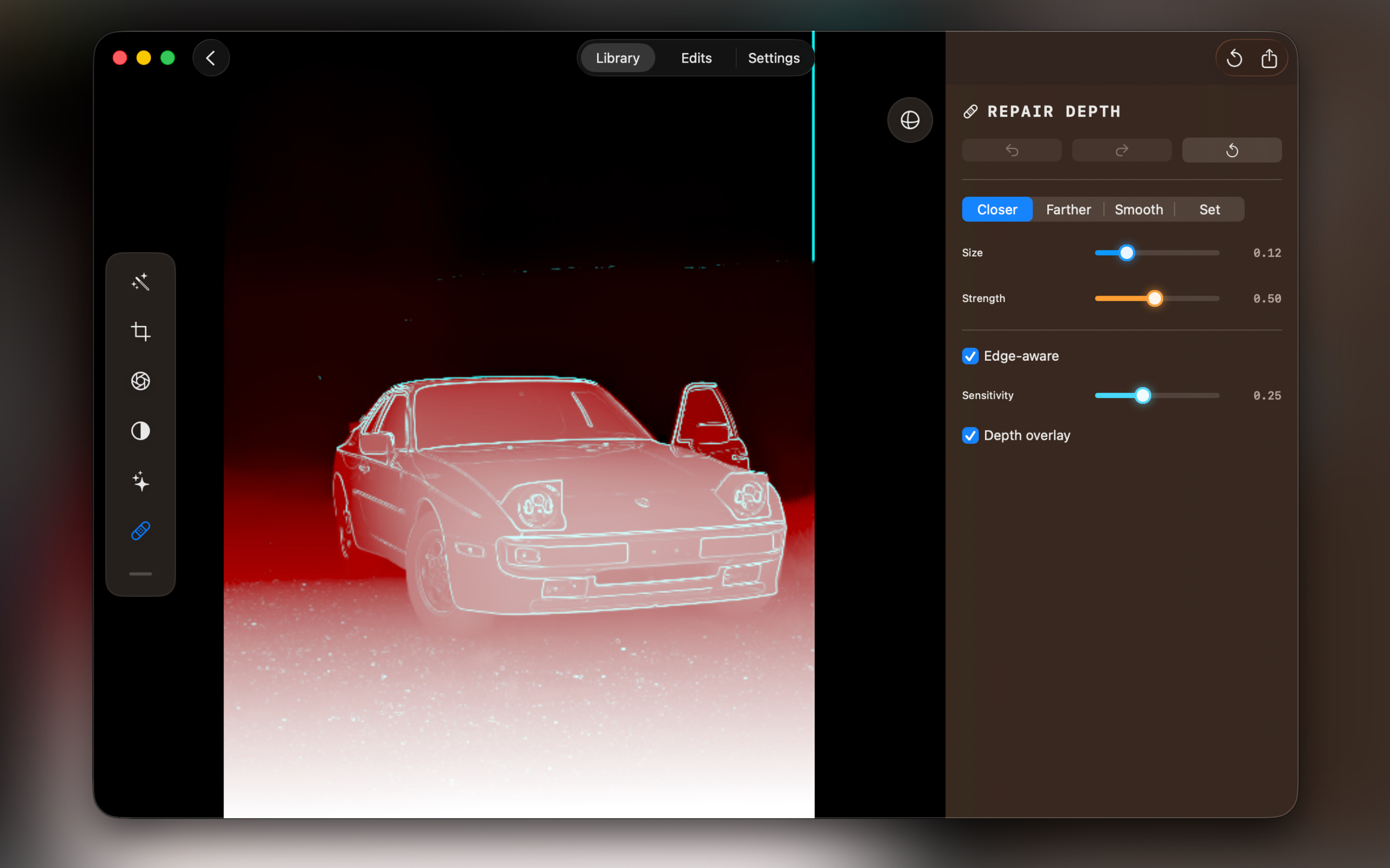 Depth-aware color grading in Spacial Photo Editor