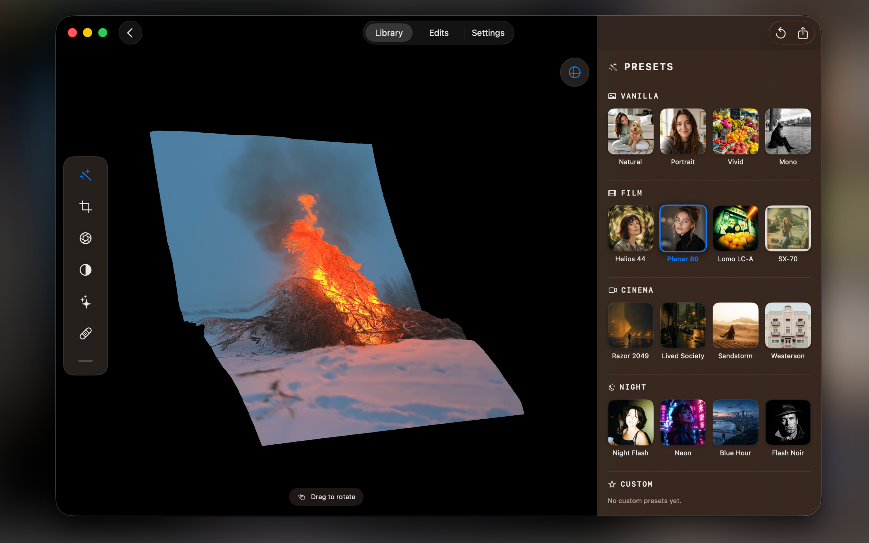 Editing a depth photo straight from the Photos library